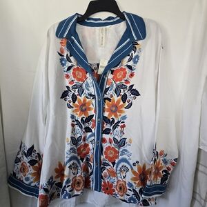 Anthropologie Multicolor Floral Boho Button Down Shirt